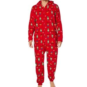Family Pajamas Men's Elf Print Red Hooded One-Piece Created For Macy's Size M